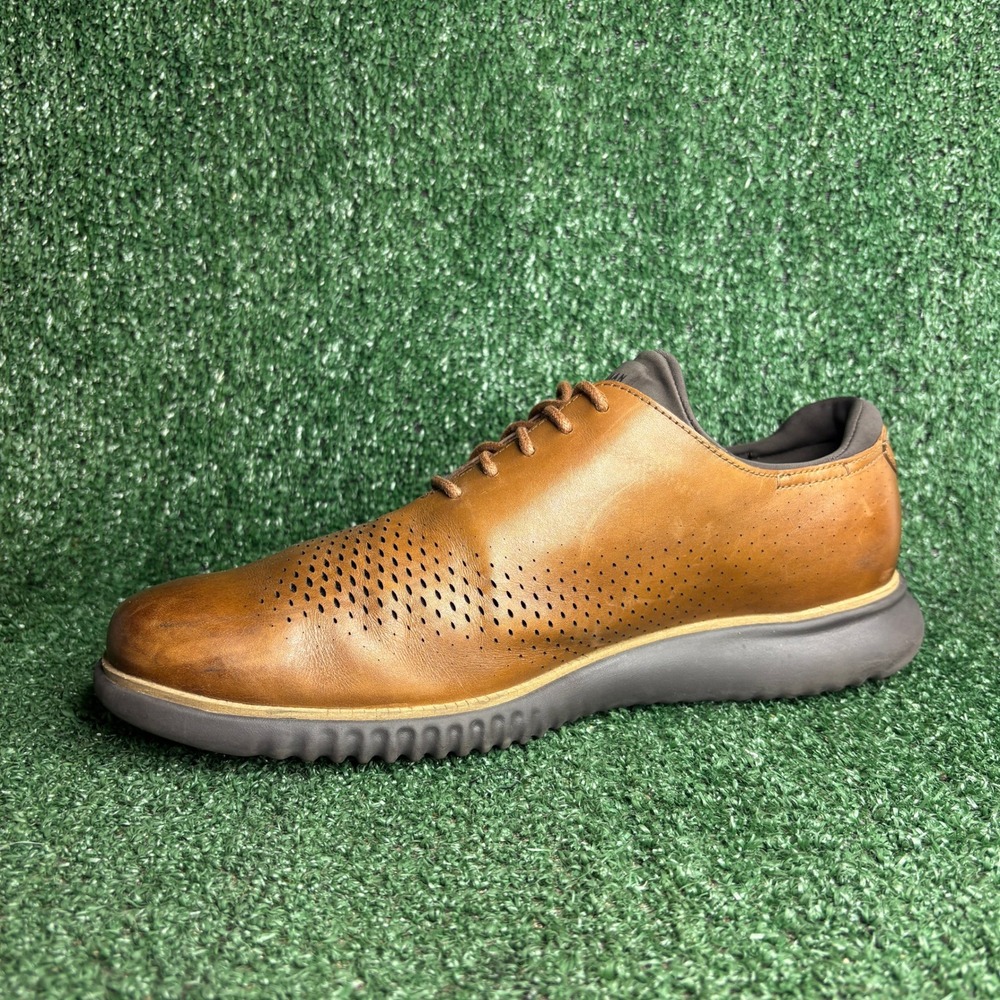 Cole Haan 2.ZeroGrand Lined Laser Wingtip Perforated Oxford Sneaker Tan Mens 12M - Picture 7 of 12